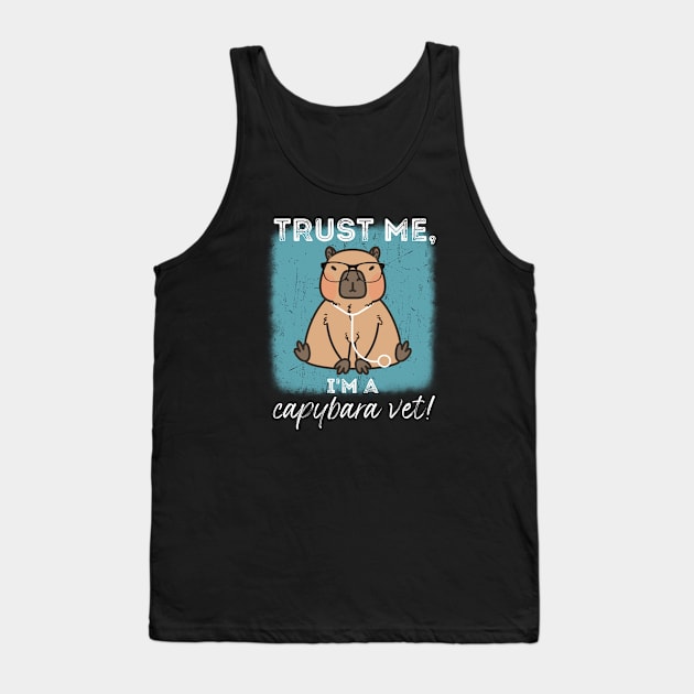 Capybara Blue Funny Vet Tech Tank Top by Art by Biyan